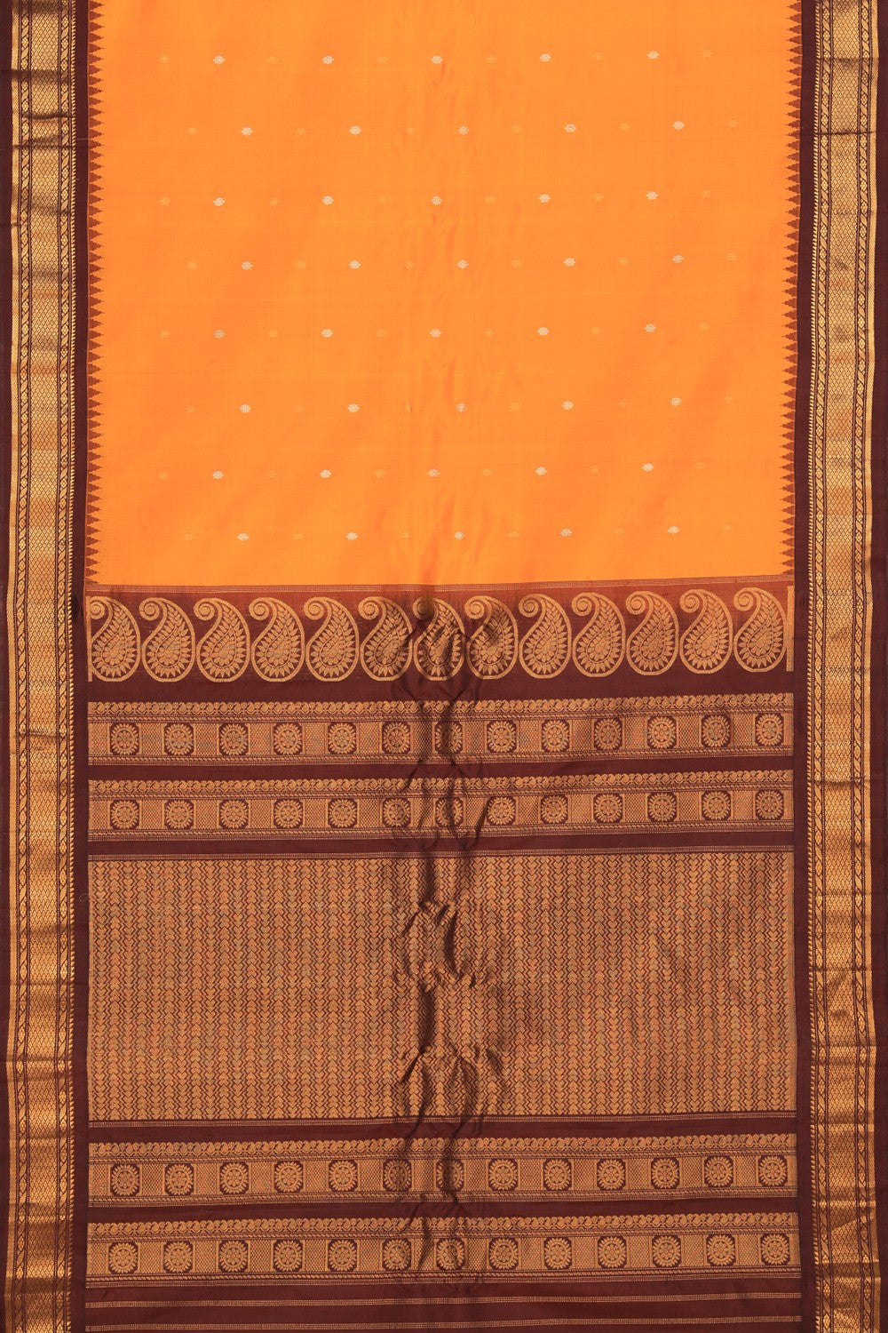 Image of Gadwal Silk Orange Saree