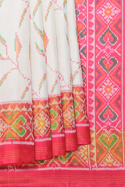 Collection of Rajkot Patola Silk White Saree in a gallery layout