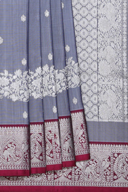 Collection of Venkatagiri Silk Grey Saree in a gallery layout