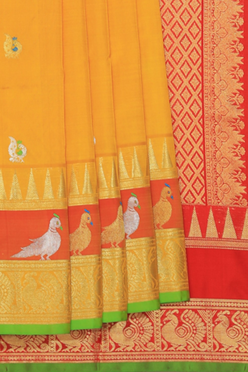 Collection of Venkatagiri Silk Yellow Saree in a gallery layout