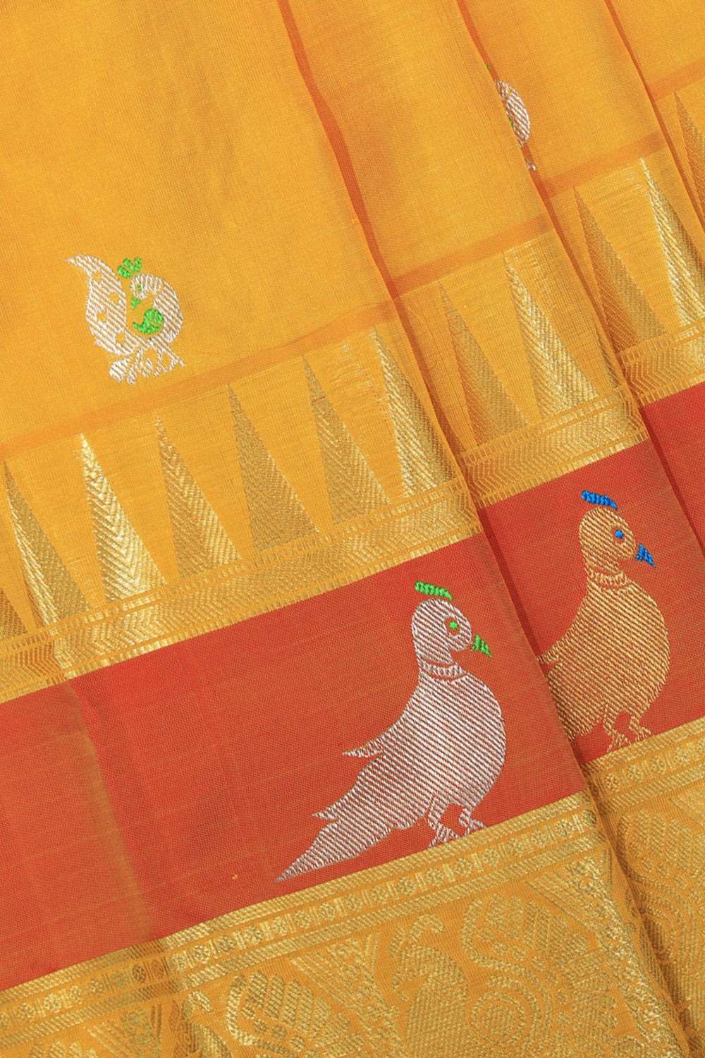 Collection of Venkatagiri Silk Yellow Saree in a gallery layout