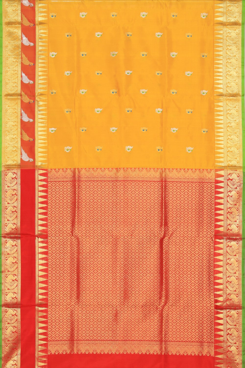 Collection of Venkatagiri Silk Yellow Saree in a gallery layout