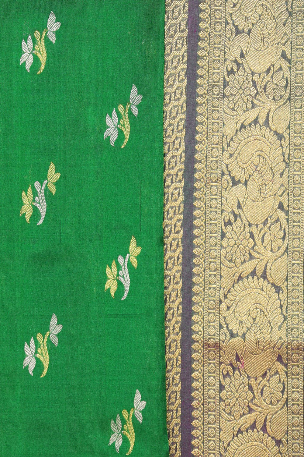 Collection of Venkatagiri Silk Green Saree in a gallery layout