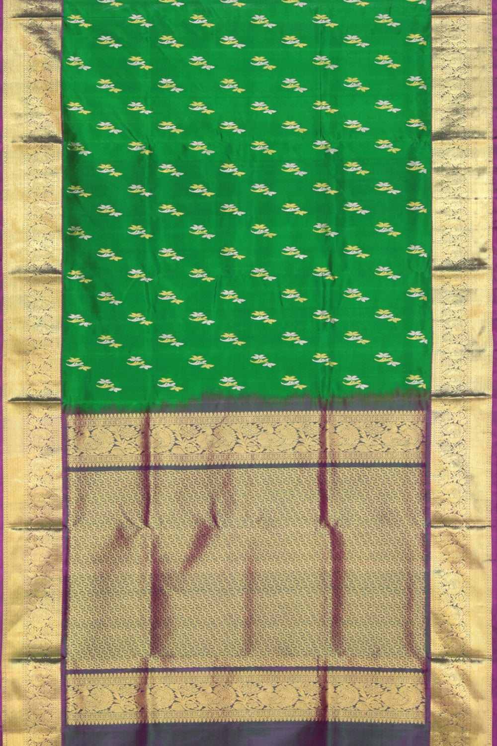 Collection of Venkatagiri Silk Green Saree in a gallery layout