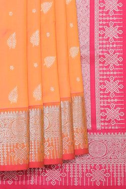 Collection of Venkatagiri Silk Peach Saree in a gallery layout