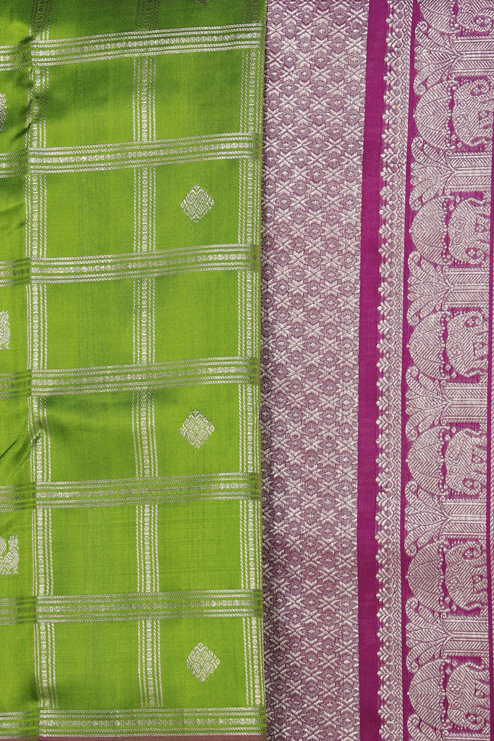 Collection of Venkatagiri Silk Green Saree in a gallery layout