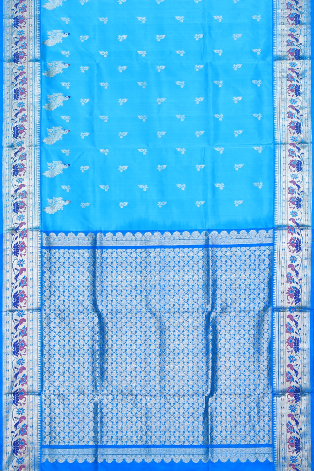 Collection of Venkatagiri Silk Blue Saree in a gallery layout