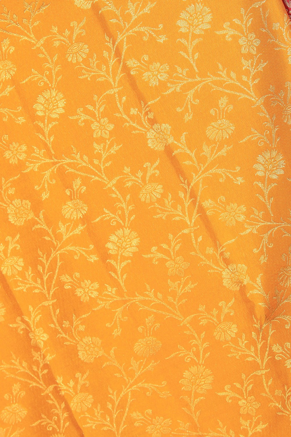 Kanchipuram Silk Brocade Yellow Saree