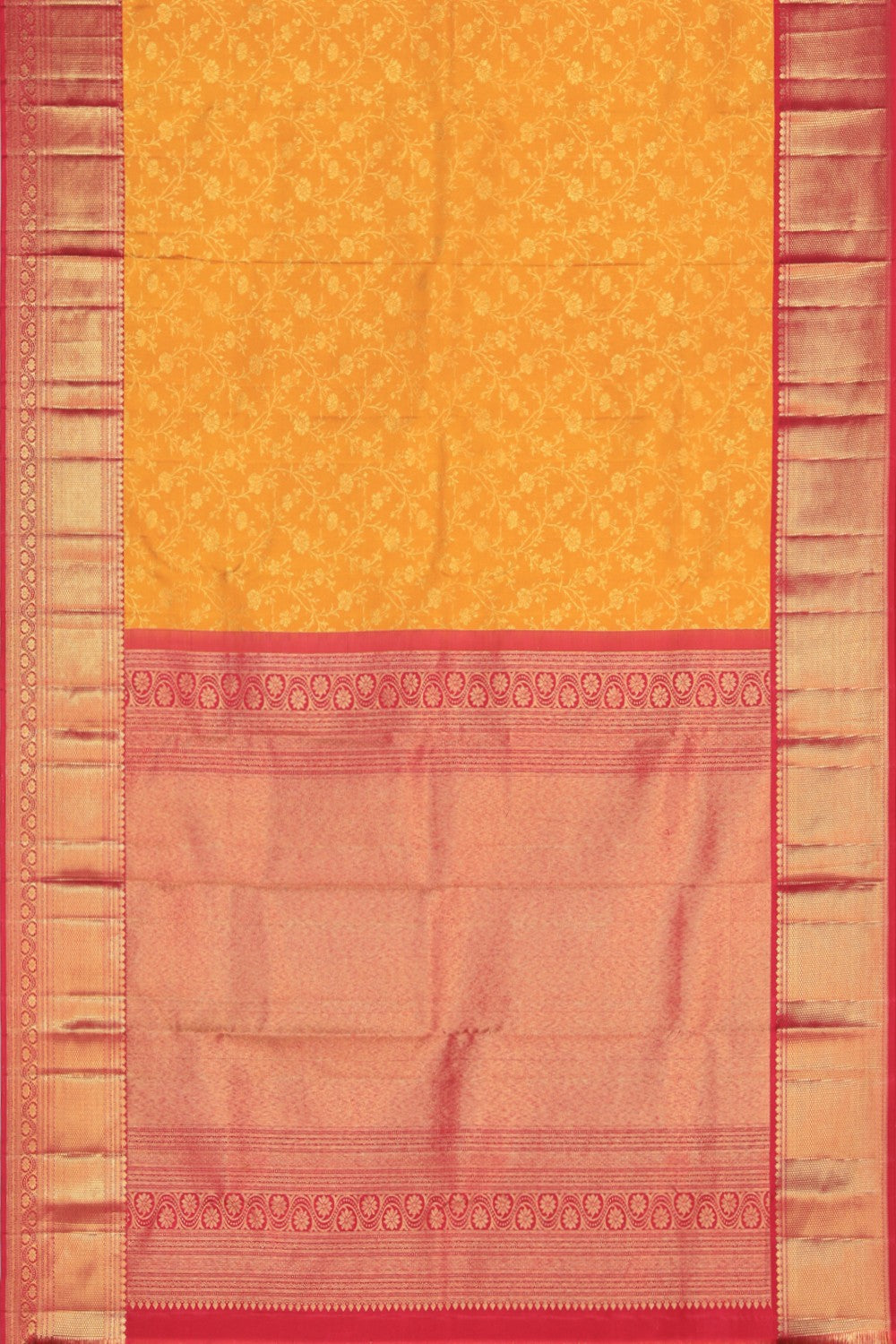 Kanchipuram Silk Brocade Yellow Saree