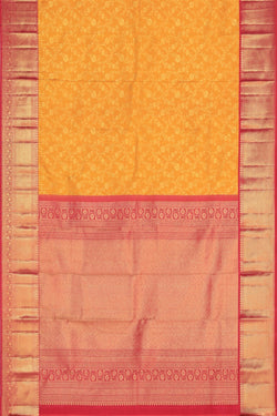 Image of Kanchipuram Silk Brocade Yellow Saree