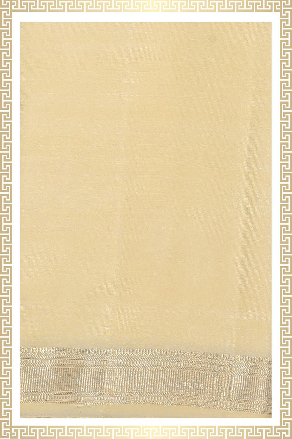 Collection of Kanchi Silk Cream Dhoti With Kanduva (8 X 4) in a gallery layout