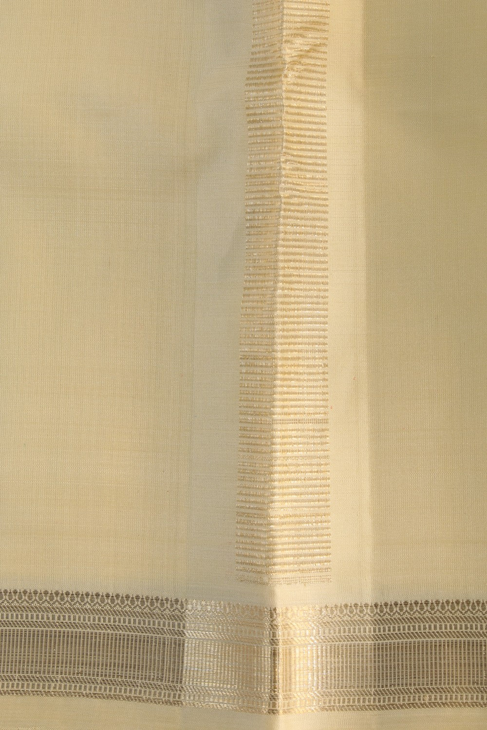 Collection of Kanchi Silk Cream Dhoti With Kanduva (8 X 4) in a gallery layout