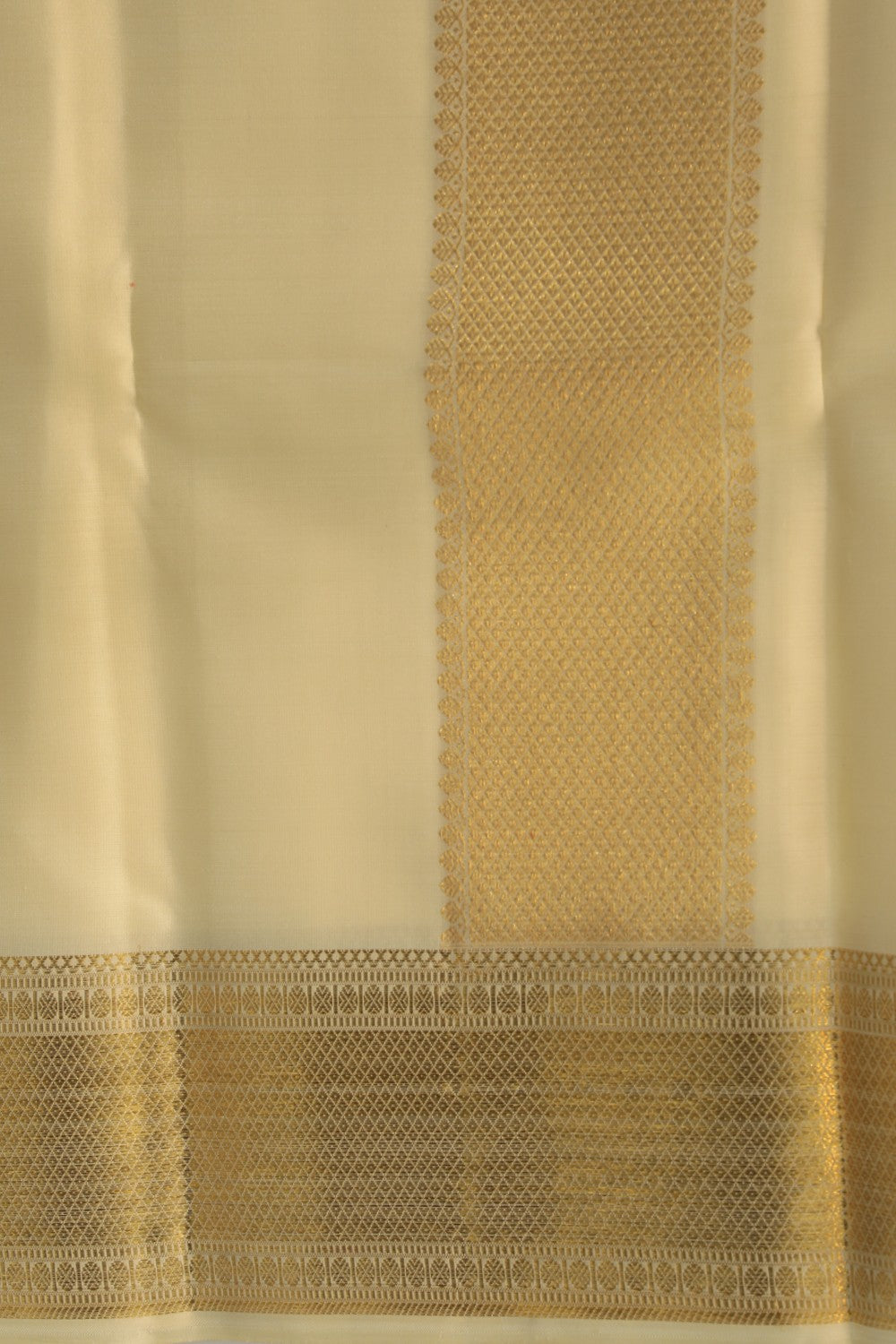 Collection of Kanchi Silk Ivory Cream Dhoti With Kanduva (8 X 4) in a gallery layout