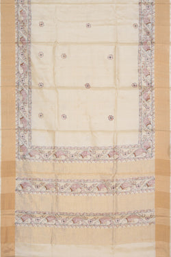 Collection of Tussar-Silk Madhubani Painted Saree in a gallery layout