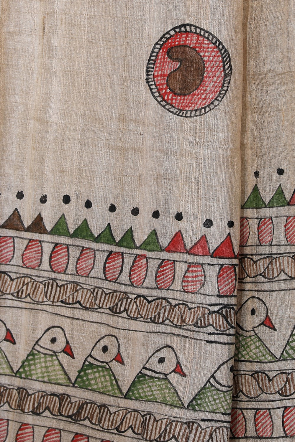 Collection of Tussar-Silk Madhubani Painted Saree in a gallery layout