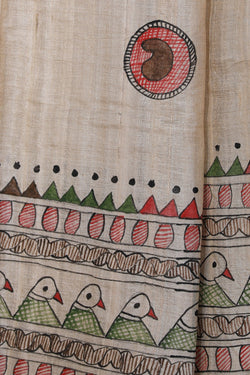 Collection of Tussar-Silk Madhubani Painted Saree in a gallery layout