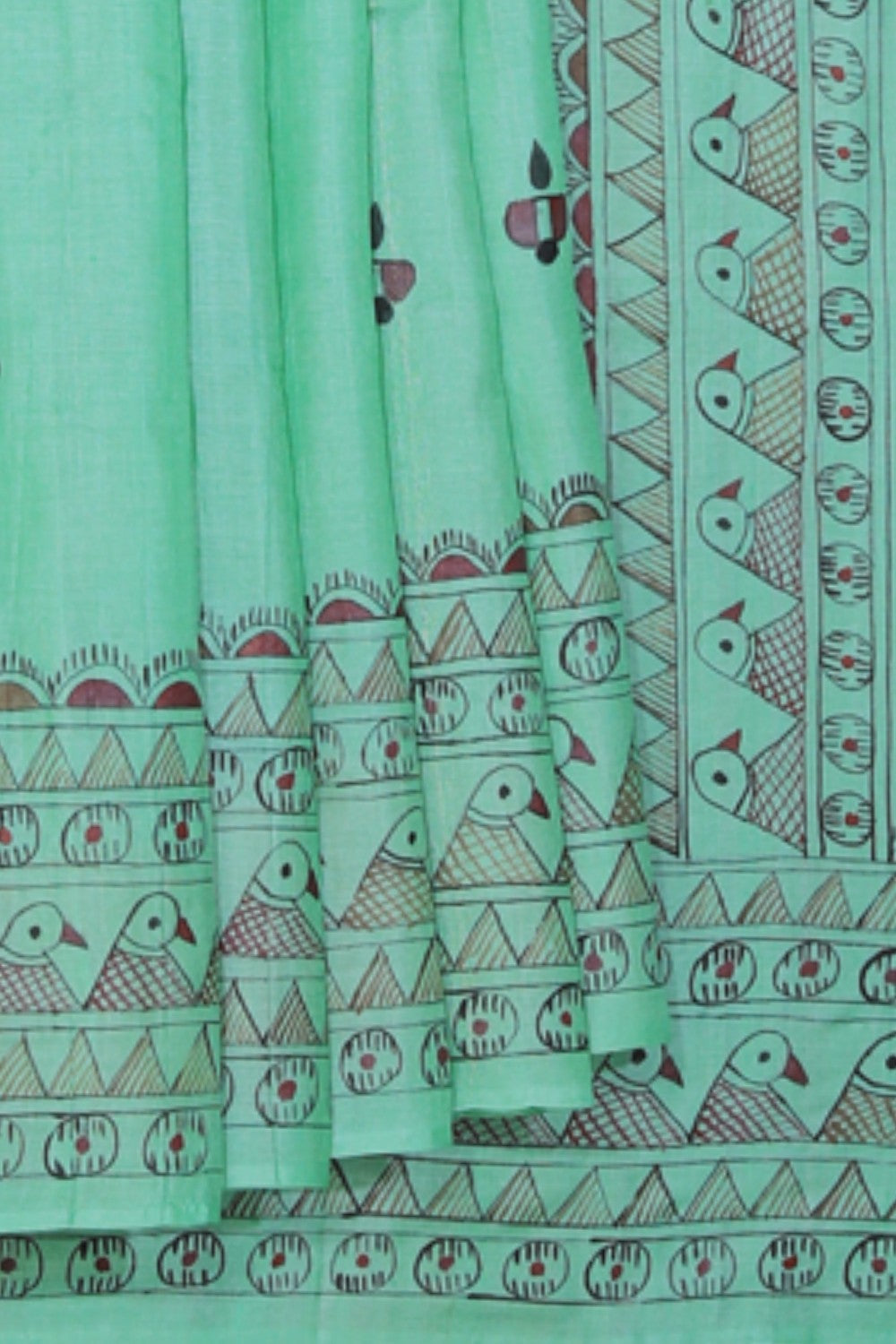 Collection of Tussar-Silk Madhubani Painted Saree in a gallery layout