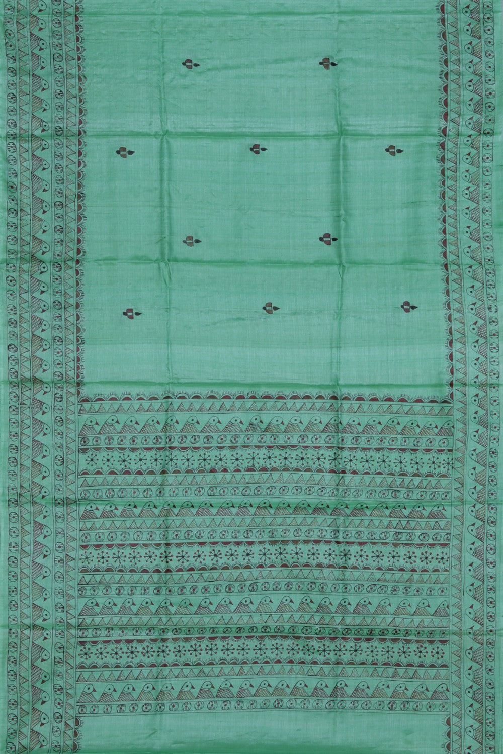 Image of Tussar-Silk Madhubani Painted Saree