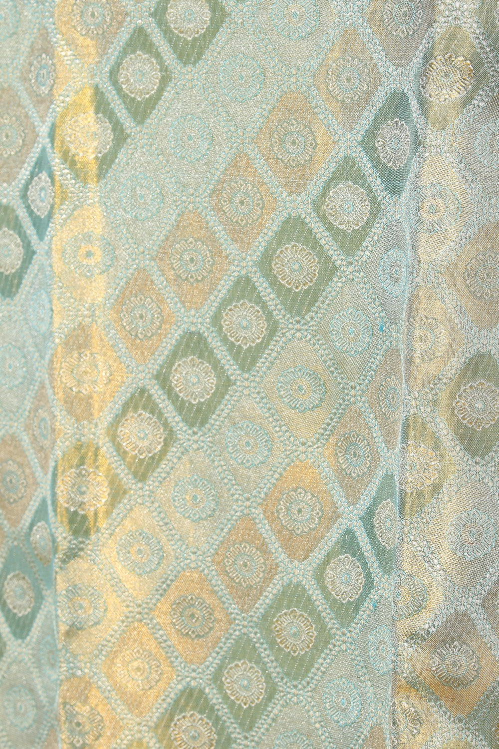 Collection of Kanchipattu Tissue Brocade Aqua-Blue Saree in a gallery layout