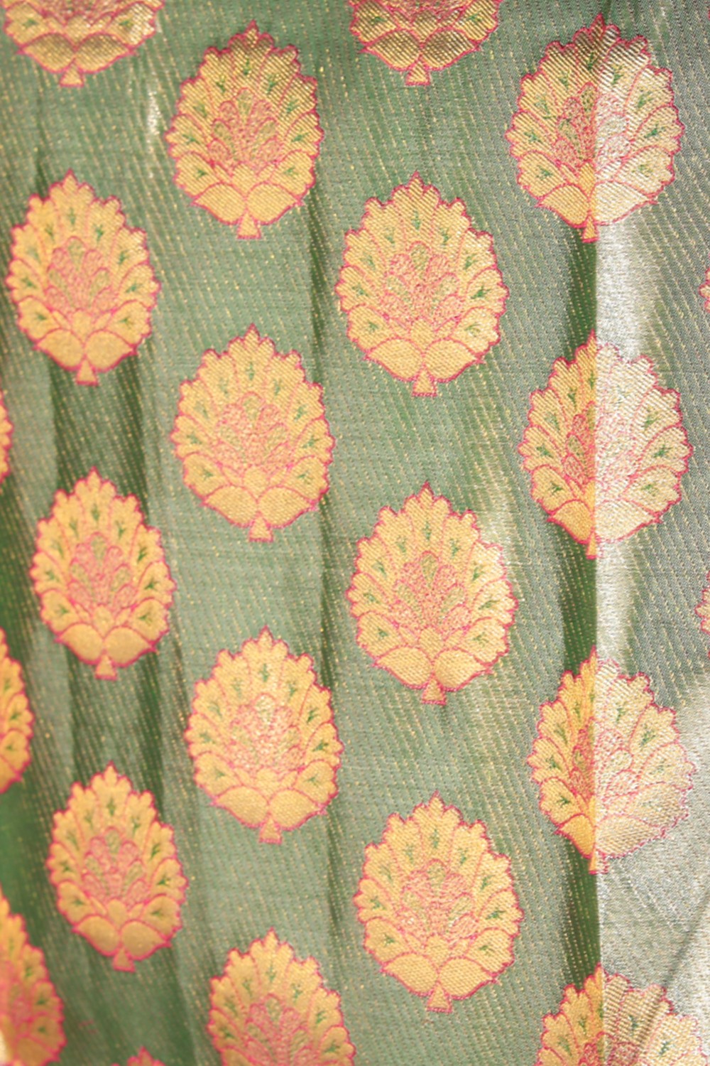 Kanchipattu Green Pavada Unstitched Set