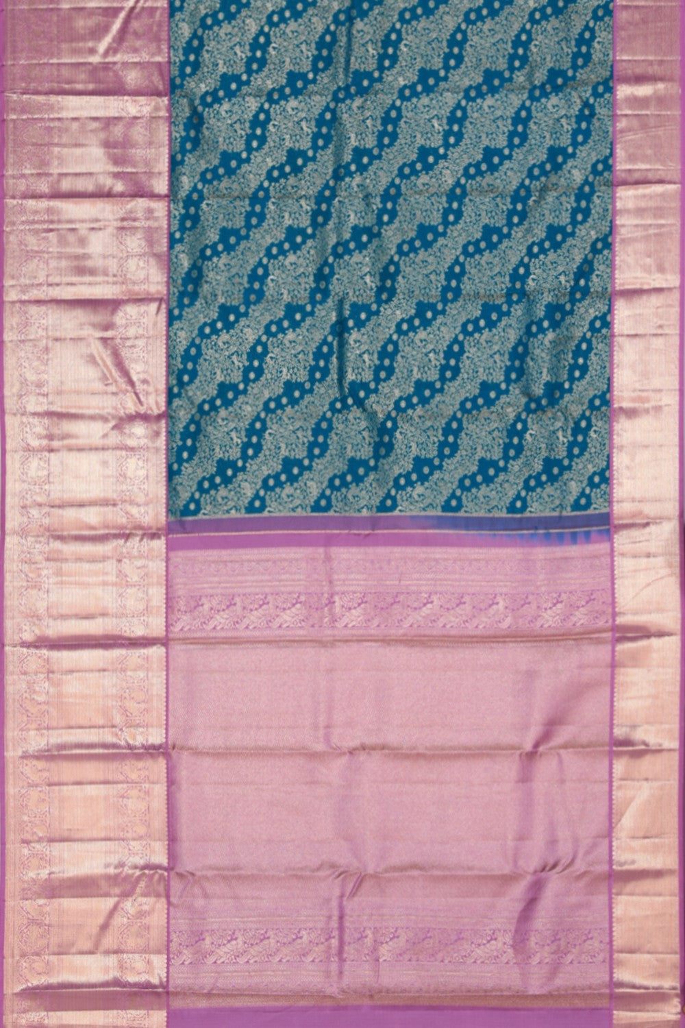 Collection of Kanchipattu Brocade Teal-Green Saree in a gallery layout