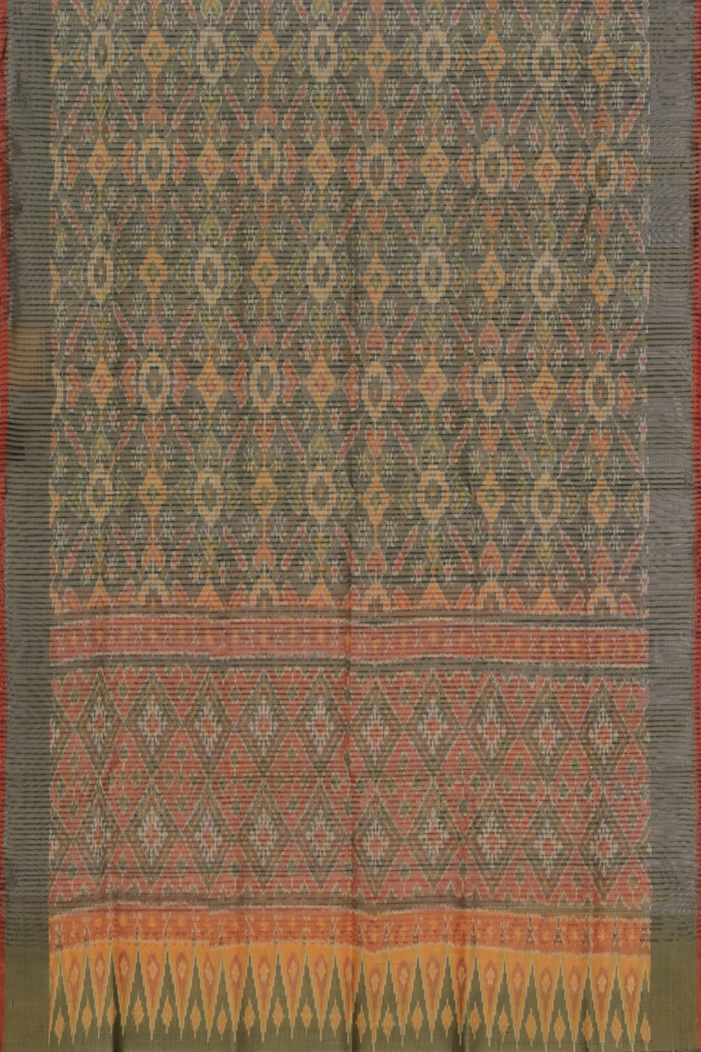 Image of Pochampally Ikat Silk Grey Dupatta