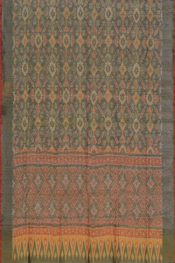 Image of Pochampally Ikat Silk Grey Dupatta