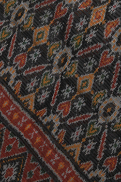 Image of Pochampally Ikat Silk Black Dupatta