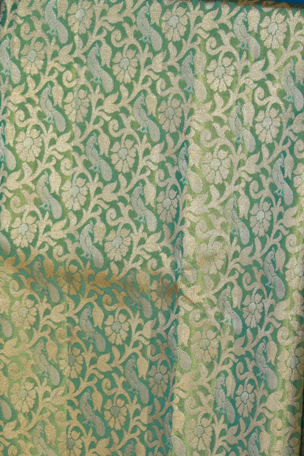 Image of Kanchipattu Green Pavada Unstitched Set