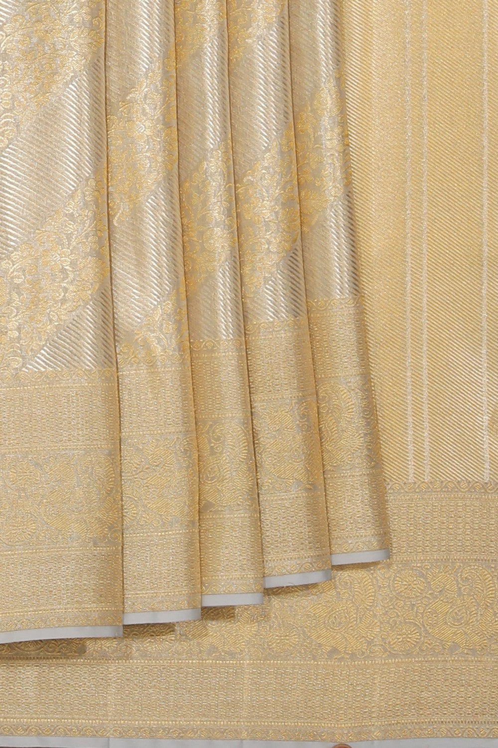 Collection of Kanchipattu Tissue Brocade Gold Saree in a gallery layout