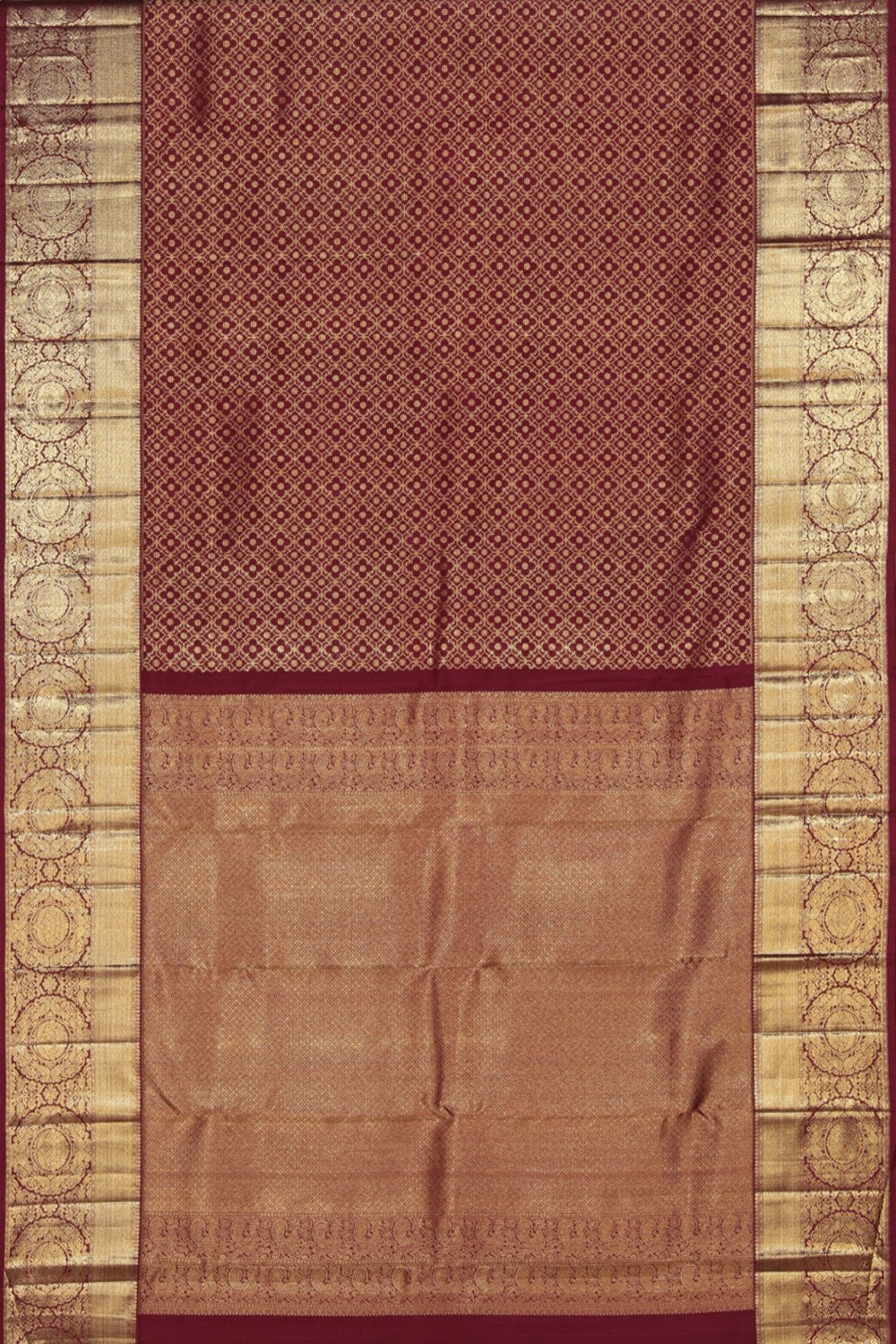 Collection of Kanchipattu Brocade Maroon Saree in a gallery layout