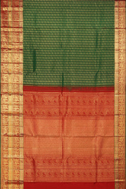 Collection of Kanchipattu Brocade Green Saree in a gallery layout