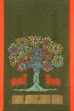 Image of Upadda Cotton Moss Green Saree