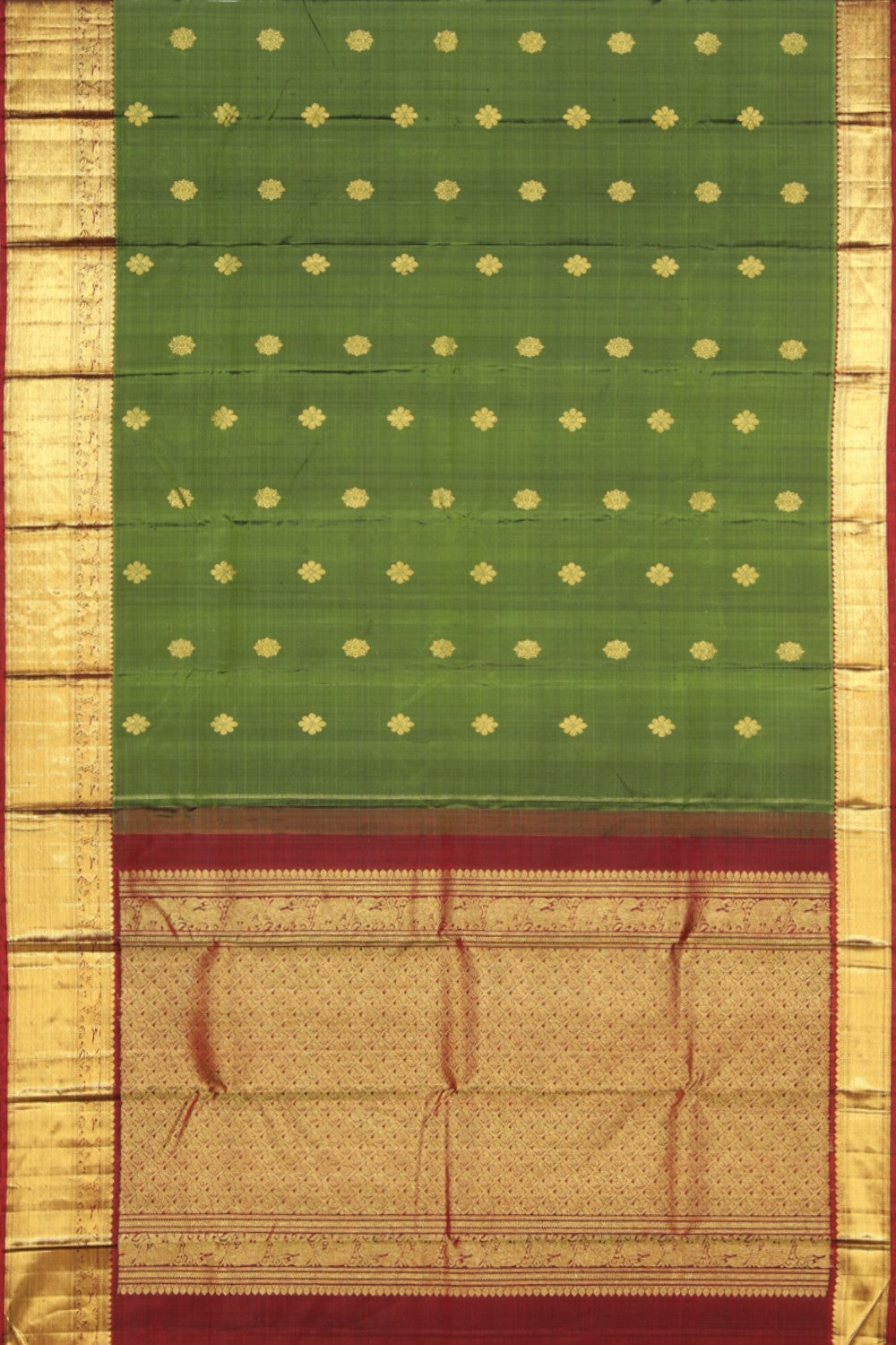 Collection of Arani Silk Green Saree in a gallery layout