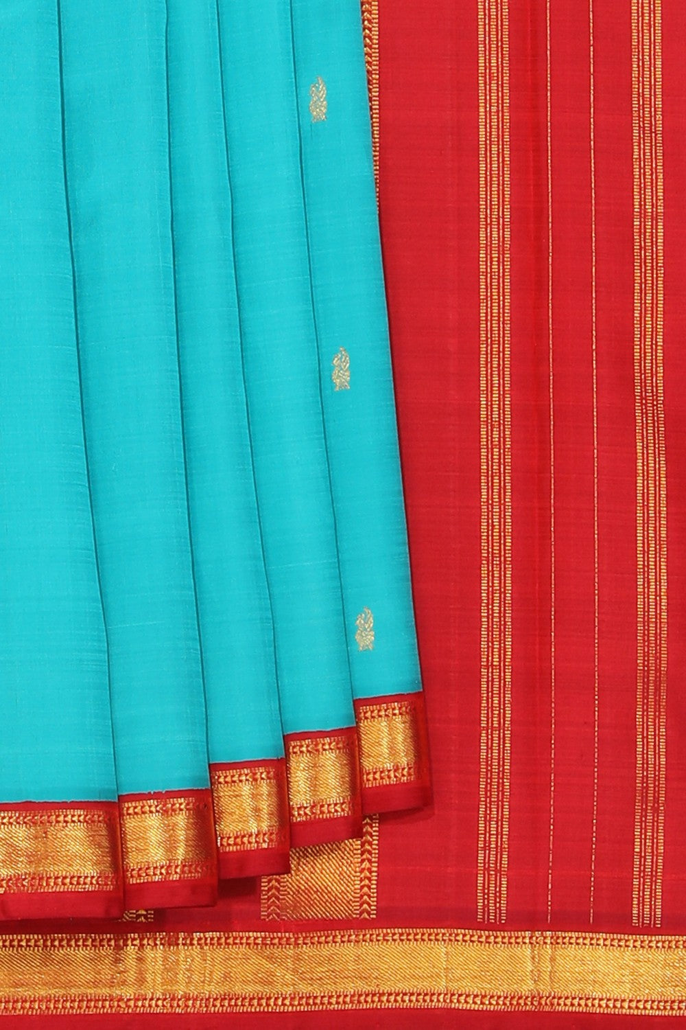 Collection of Arani Silk Sea Blue Saree in a gallery layout