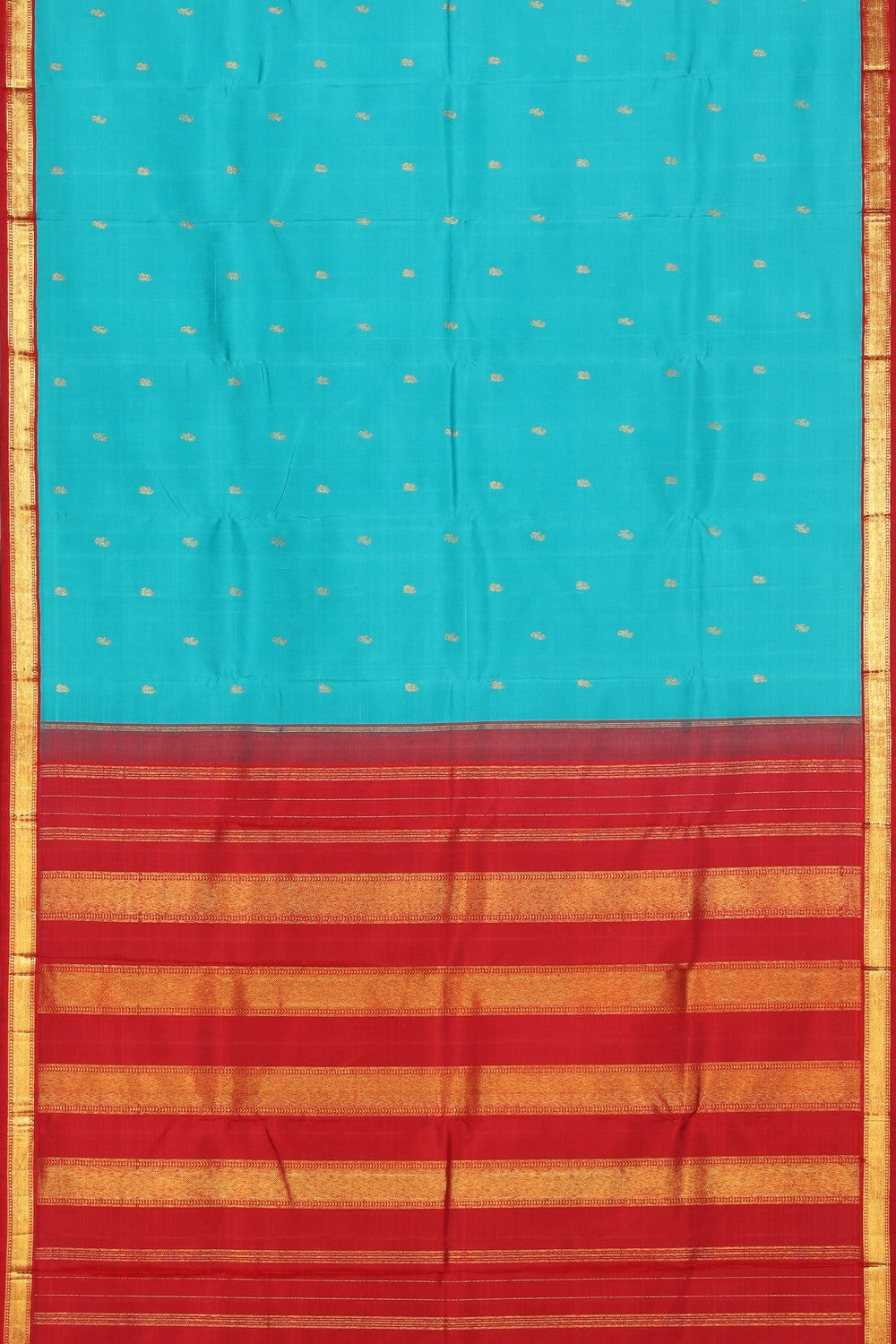 Collection of Arani Silk Sea Blue Saree in a gallery layout