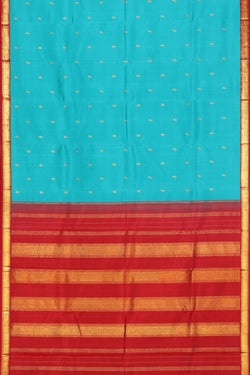 Collection of Arani Silk Sea Blue Saree in a gallery layout