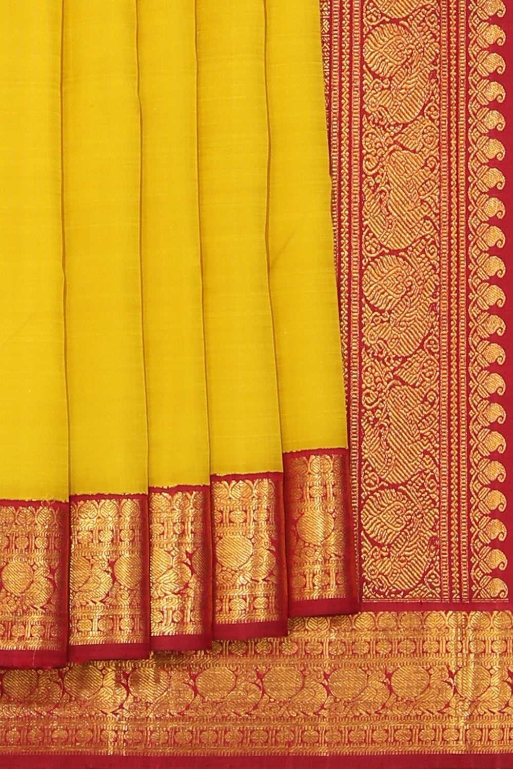 Collection of Arani Silk Spring Yellow Saree in a gallery layout