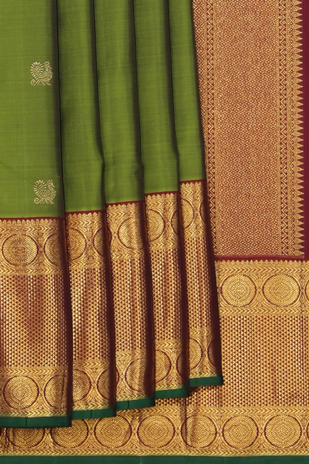 Collection of Arani Silk Green Saree in a gallery layout