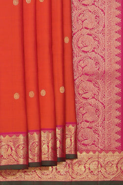 Collection of Arani Silk Orange Saree in a gallery layout