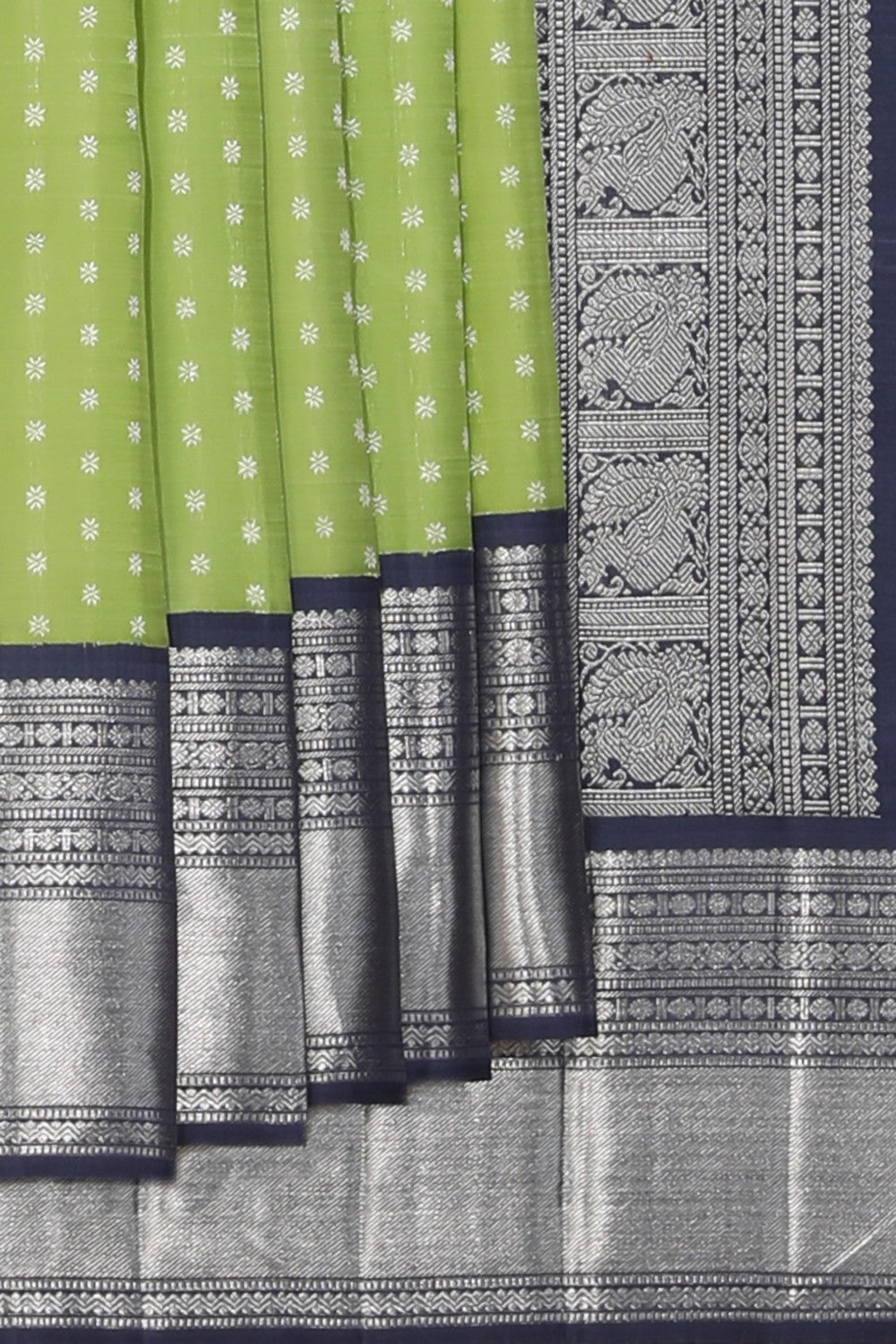 Collection of Arani Silk Mint Green Saree in a gallery layout