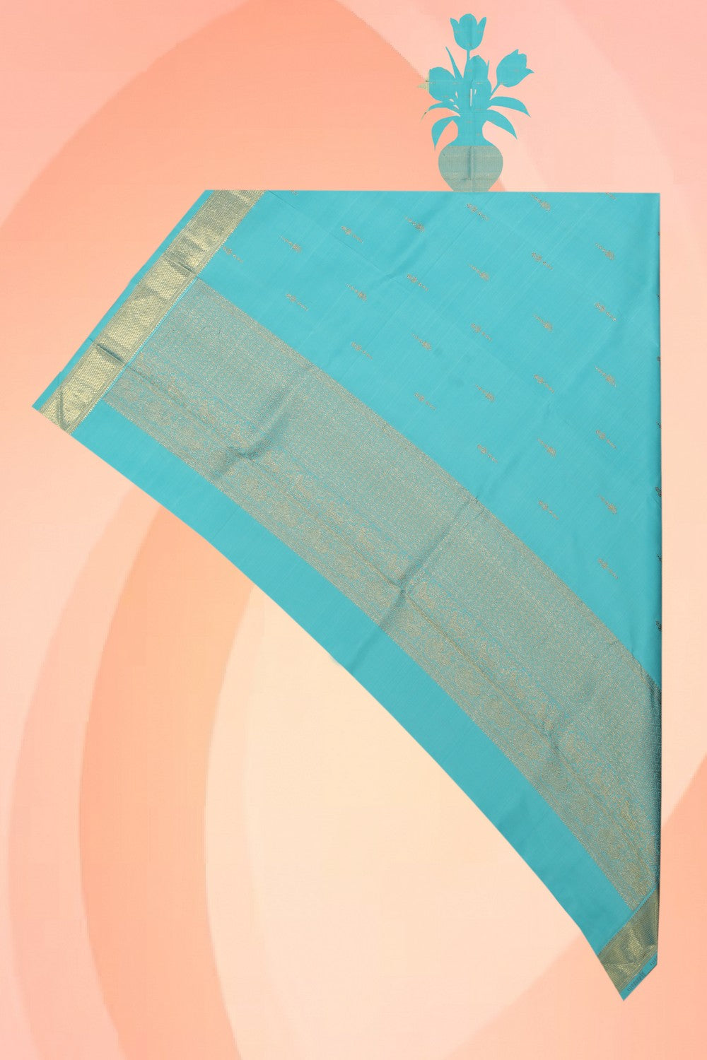 Collection of Arani Silk Sky Blue Dupatta in a gallery layout