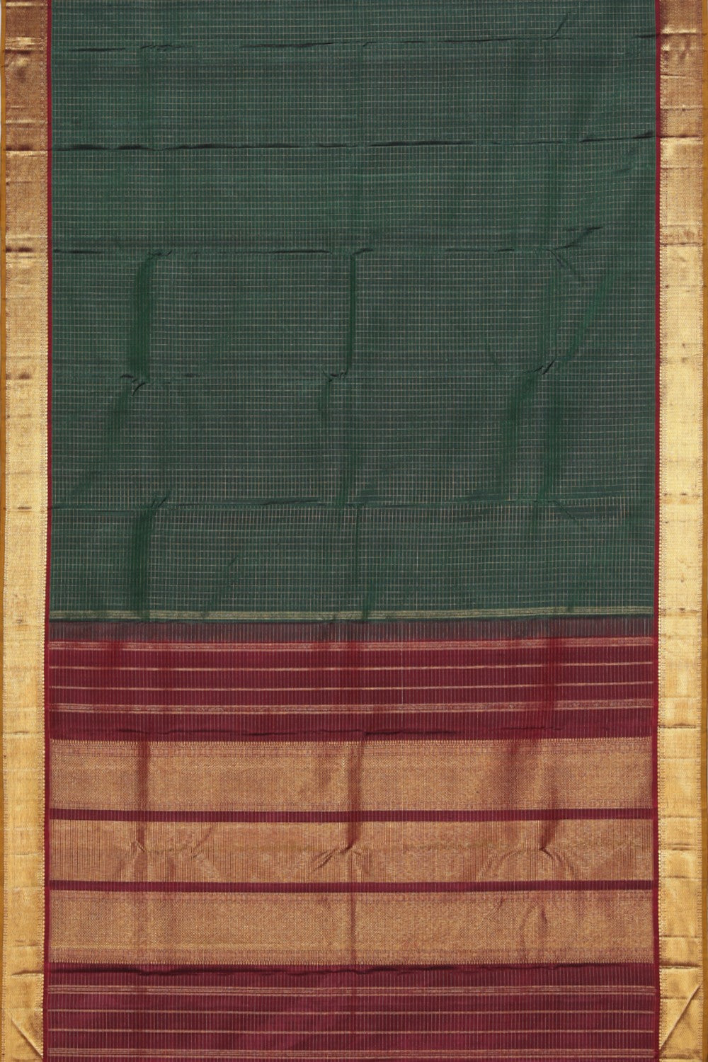 Collection of Arani Silk Bottle Green Saree in a gallery layout