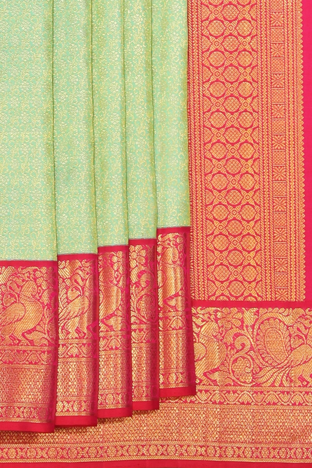 Collection of Kanjivaram Silk Sea-Green Saree in a gallery layout