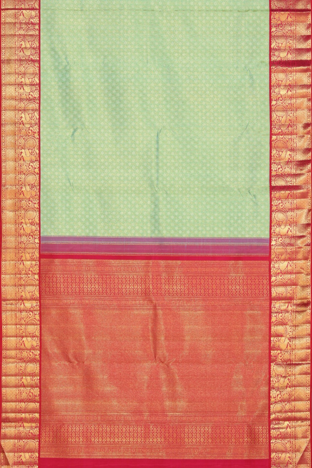 Collection of Kanjivaram Silk Sea-Green Saree in a gallery layout