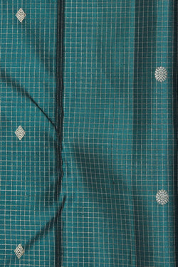 Collection of Kanjivaram Silk Teal Green Saree in a gallery layout