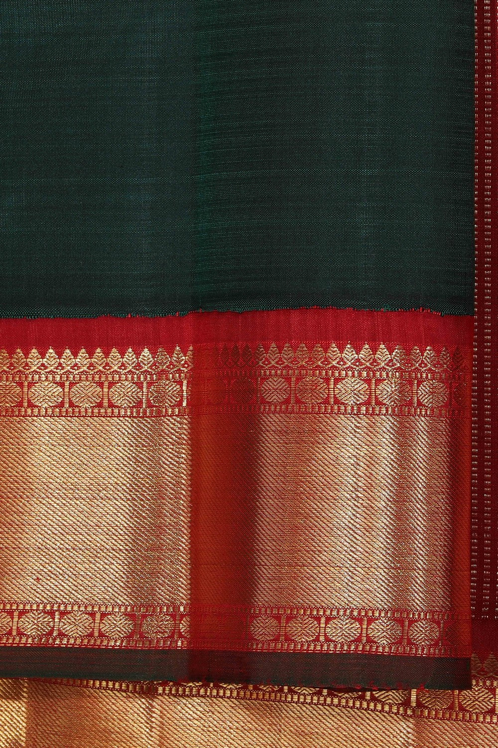 Collection of Kanjivaram Silk Bottle Green Saree in a gallery layout