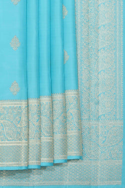 Image of Kanjivaram Silk Turquoise Blue Saree