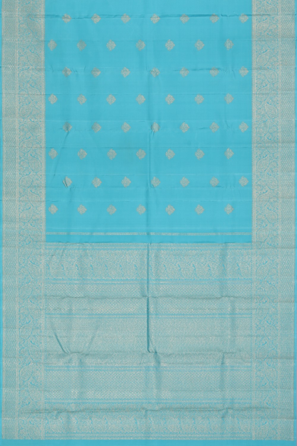 Collection of Kanjivaram Silk Turquoise Blue Saree in a gallery layout