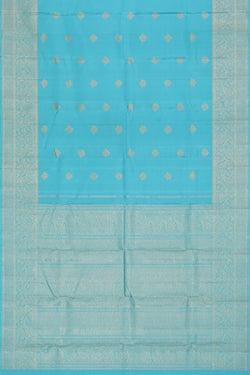 Collection of Kanjivaram Silk Turquoise Blue Saree in a gallery layout